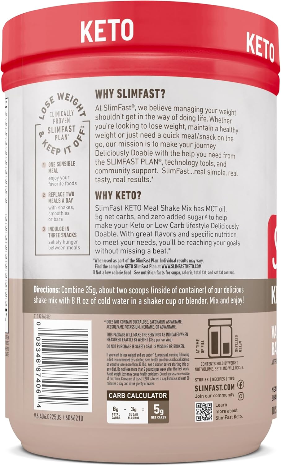 Slimfast Keto Meal Replacement Powder, Keto Meal Replacement...