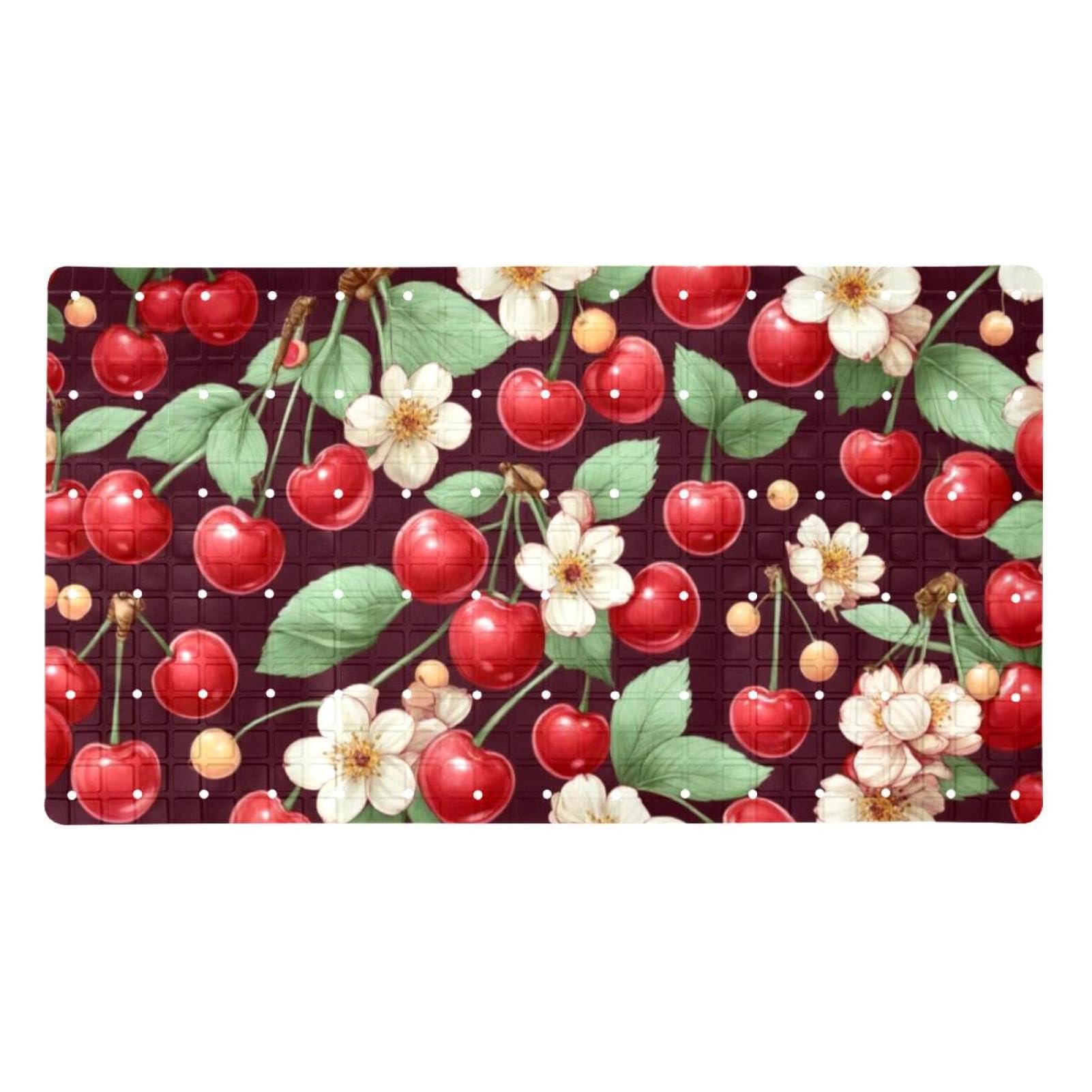 Tapete de baño de PVC premium con diseño de flores rojas