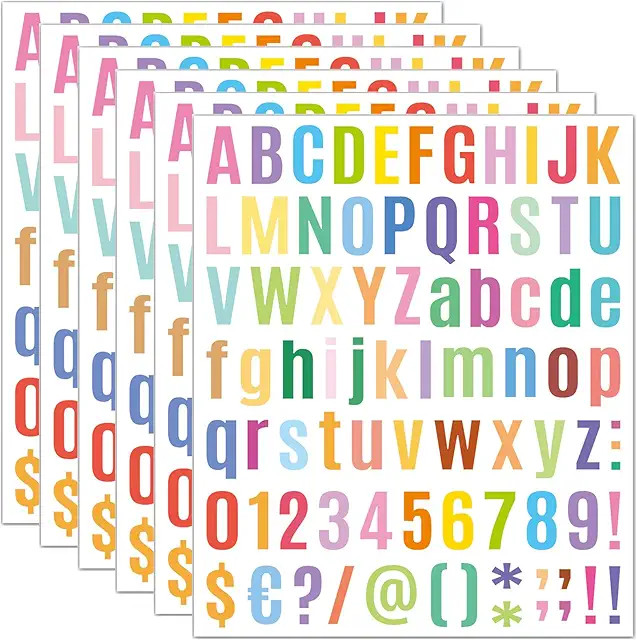 Autocollants Prénom Colorés - 486 Pièces Alphabet et Symboles pour Décorations Personnalisées