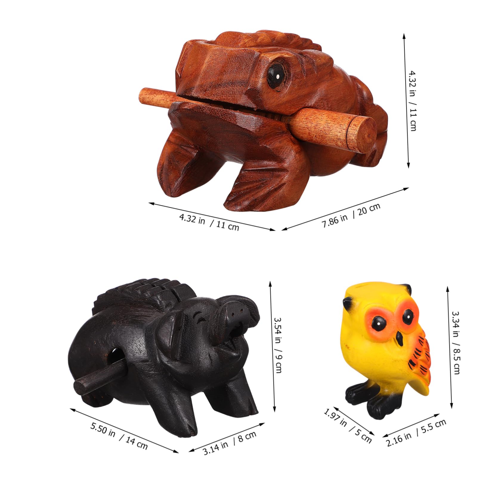 Mikinona 3pcs Animales De Sonido De Madera Decoración De Oficina Hogar Juguete Educativo Instrumento Musical