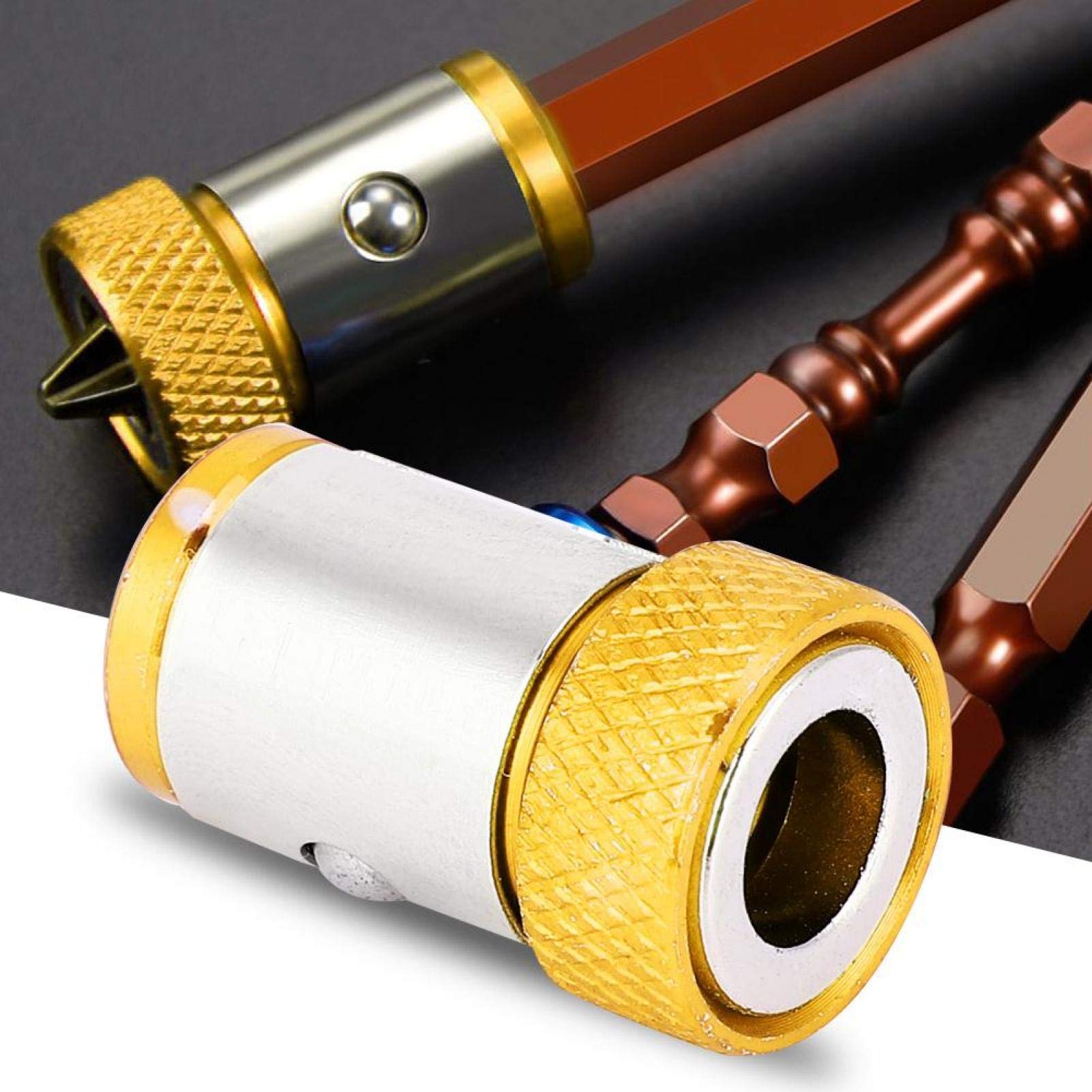 VOBOR Anti-slip Magnetic Ring - 5Pcs Screwdriver Magnetic Ring Anti-Slip Aluminum Alloy Accessories for 1/4 Screwdriver Bits(Yellow) - Image 3