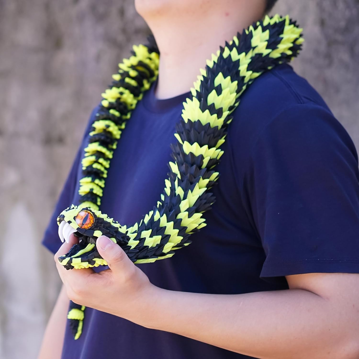 Super Large 3D Printed snake with a movable mouth,47.4inch,Flexible Realistic Articulated Animal Fidget Toys,Mystery Figurines Gifts ,Executive Desk Décor and Festival Collectible (BY 47.4inch)