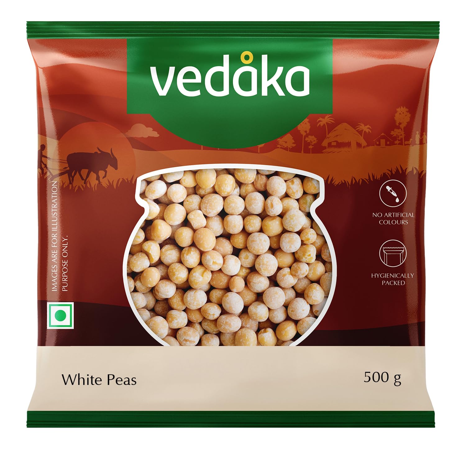 Amazon Brand - Vedaka Premium White Peas, 500g