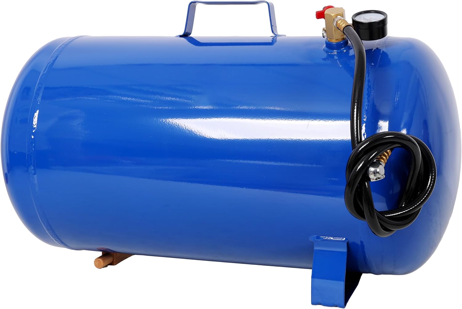 Portable 11 Gallon Air Tank with Pressure Gauge and Safety Valve, Lightweight Durable Horizontal Air Compressor Tank with 47 Inch Hose for Easy Tool Connections 125 PSI Max