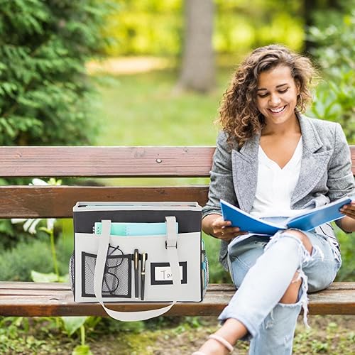 Miniatura 7 de Paquete de 2 organizadores de carpetas de archivos, bolsa de mano colgante con bolsillo frontal y asa de escritorio, tamaño carta, plegable,