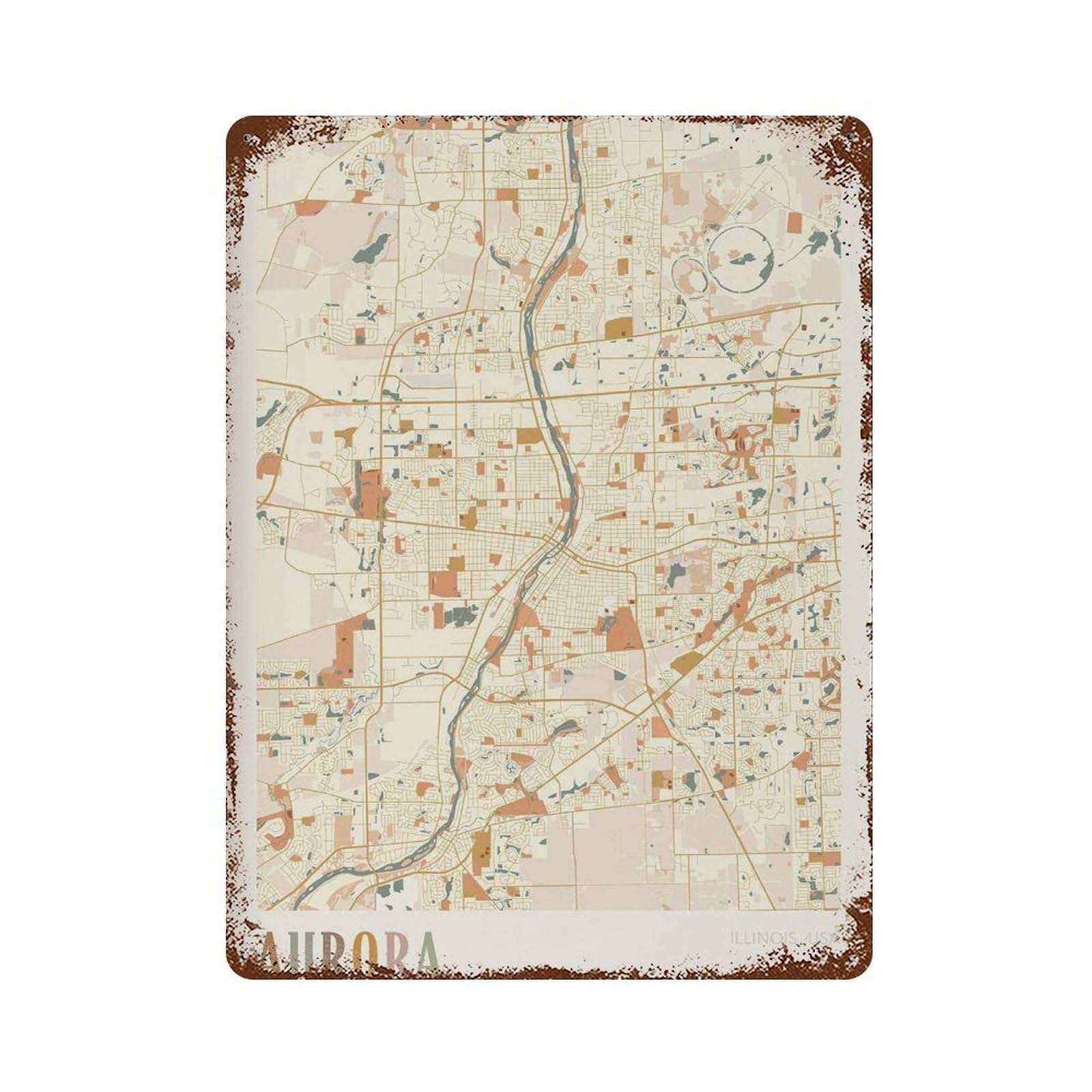 xiaoxiaoshen Aurora Map Illinois Travel Gift Boho (2) Wall Decor Art Metal Tin Poster Modern Home Decor Art Home Bar Shop Decorations Vintage Sign 40x30cm