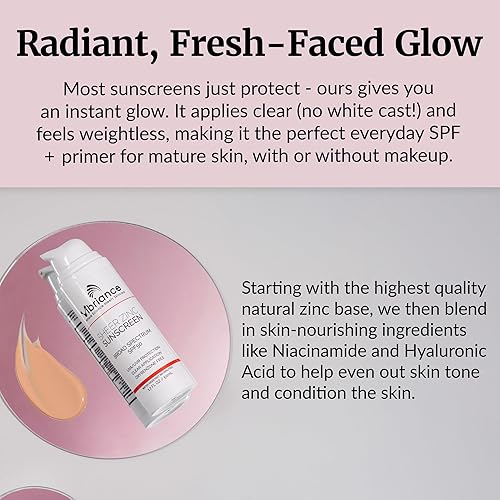 Miniatura 5 de Vibriance Protector solar de zinc transparente, protector solar tintado para rostro SPF 50, hidratante facial ligero con niacinamida, ácido