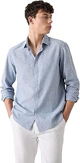 قميص كاجوال منسوج D6108AX بأكمام طويلة ورقبة بولو وقصة عادية للرجال من ديفاكتو