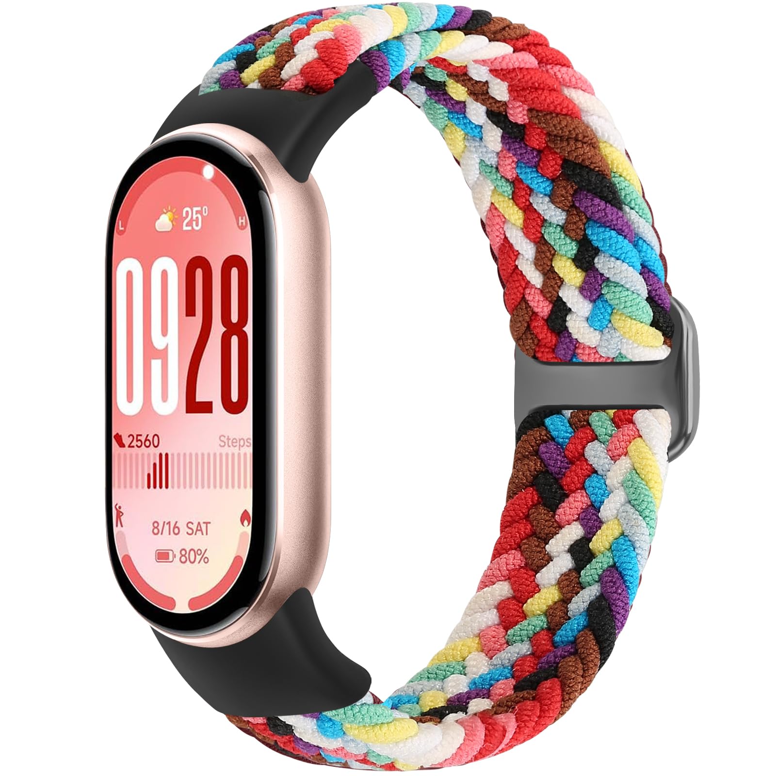 CHANRASI Reservearmband compatibel met Xiaomi Mi Band 10/9/8, voor dames en heren, verstelbare metalen armbanden van roestvrij staal, voor Xiaomi Mi Band 10/9/8, zwart/zilver, 2 stuks