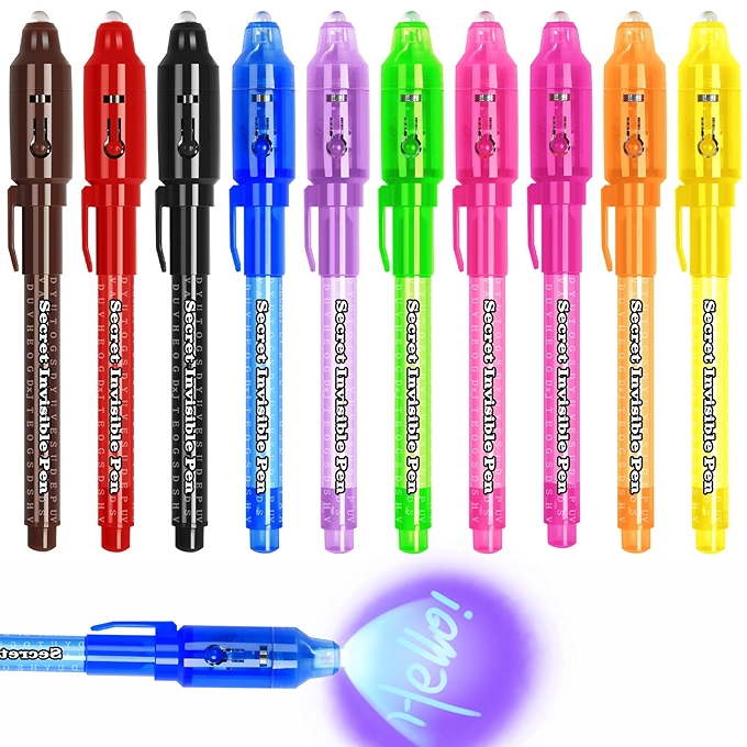 儿童隐形墨水笔，10支UV光笔，神秘消失墨水魔法标记笔，生日派对和节日礼物玩具