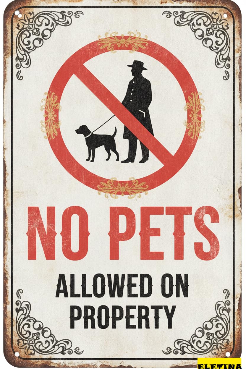 Personalized Sign for Man Cave Metal Warning No Pets Allowed On Property Aluminum Art S Vintage Street Caution Warning Beware Metal Plaque Tin Road Street Outdoor Yard Floor 8x12in Private Decorative