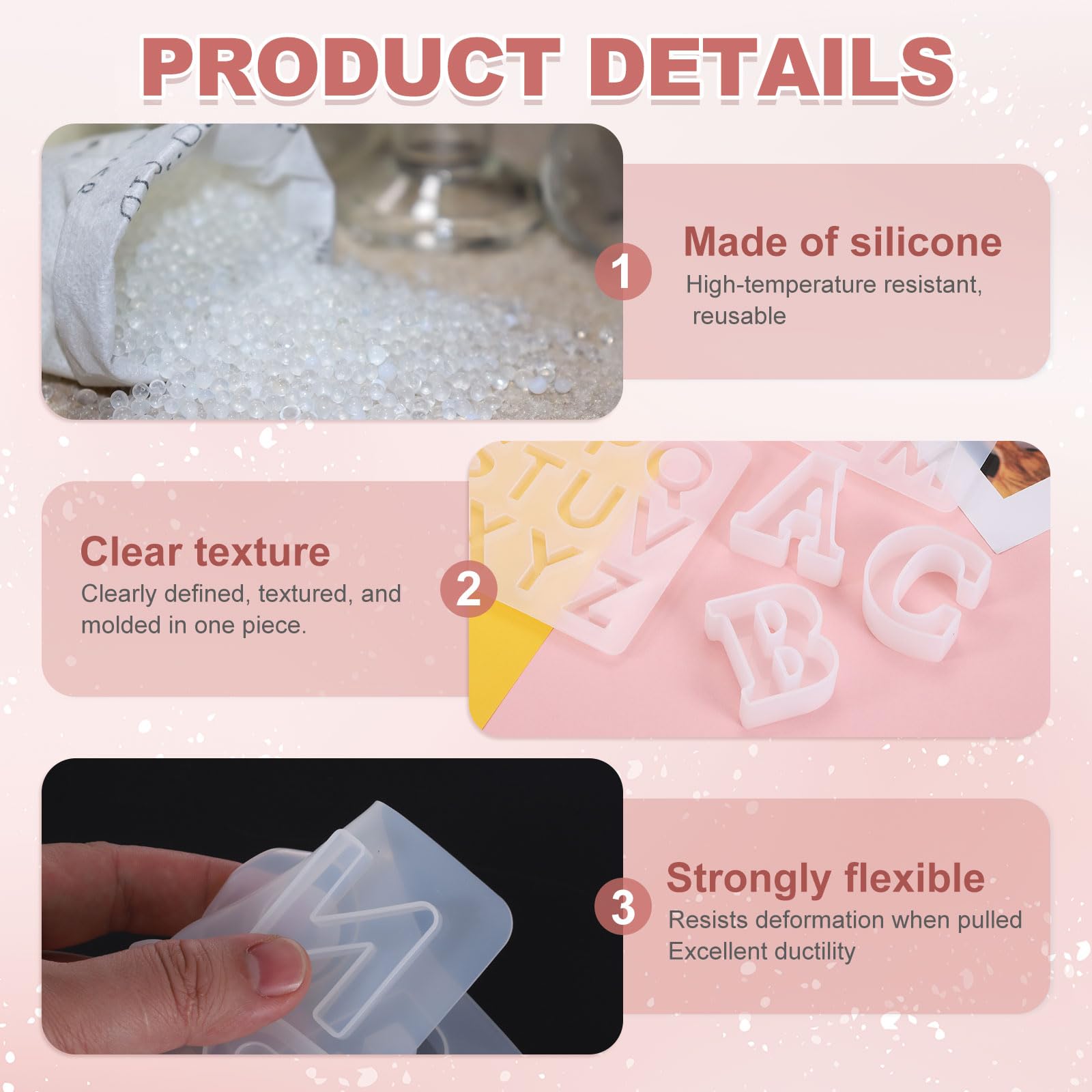 sourcing map Moules en silicone en forme de lettres de l'alphabet majuscule de 6,3 à 6,6 cm pour la fabrication de bougies, les travaux manuels, les panneaux de mots, les fêtes, la décoration