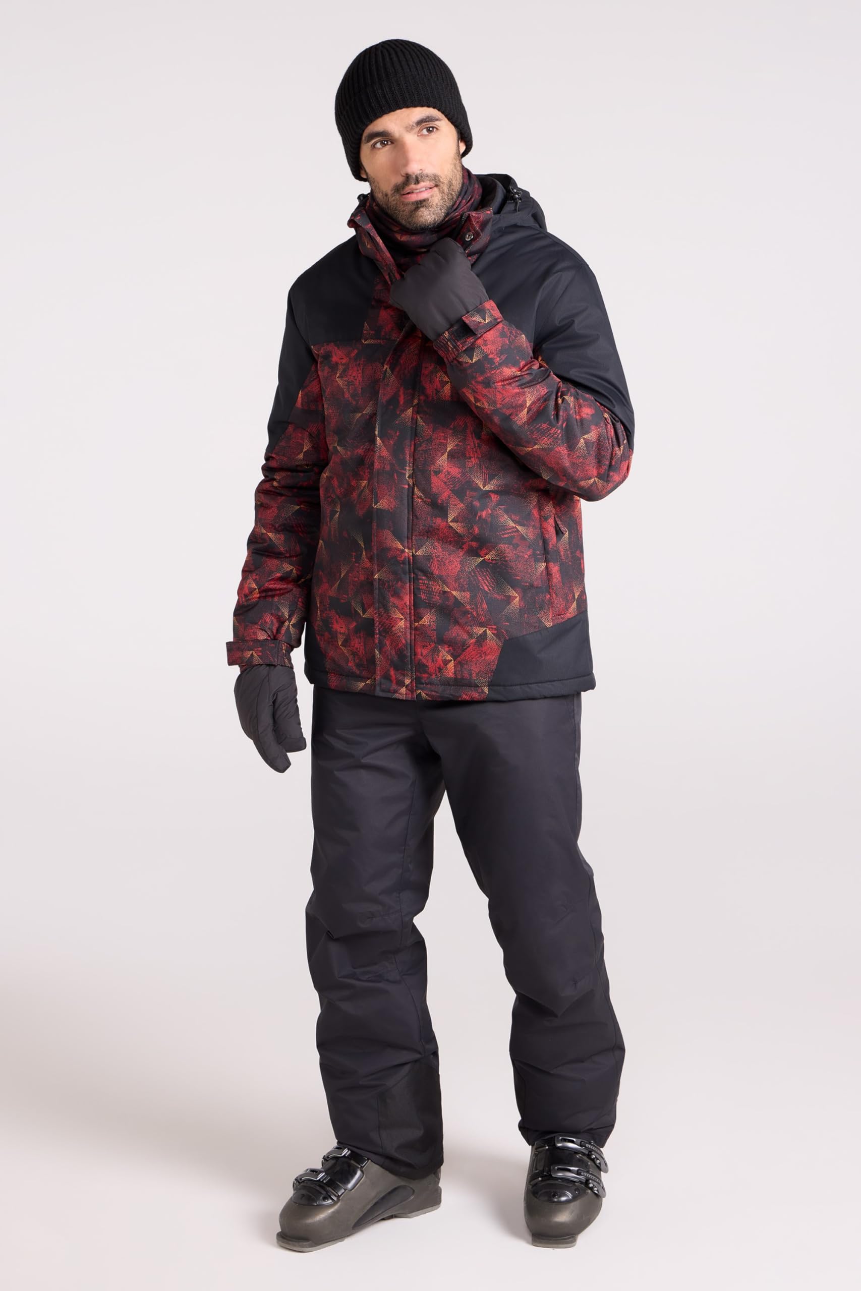 Mountain Warehouse Dusk Skijacke für Herren - Wasserbeständige Snowboardjacke, Fleecefutter, Schneerock, Kapuze und Bündchen zum Verstellen - Ideale Winterjacke