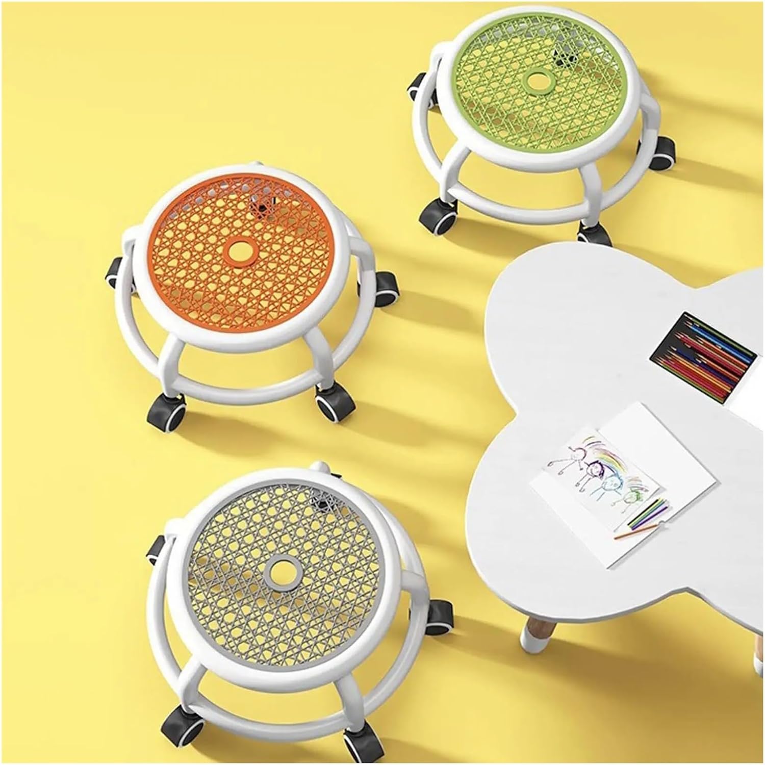 Pedicure Chair Low Roller Seat Chair 360° Rotating Pedicure Stool Multipurpose Universal Wheel Stool for Home Office Library Salons Barber Shop (Violet A,Size)/Gray a/Size