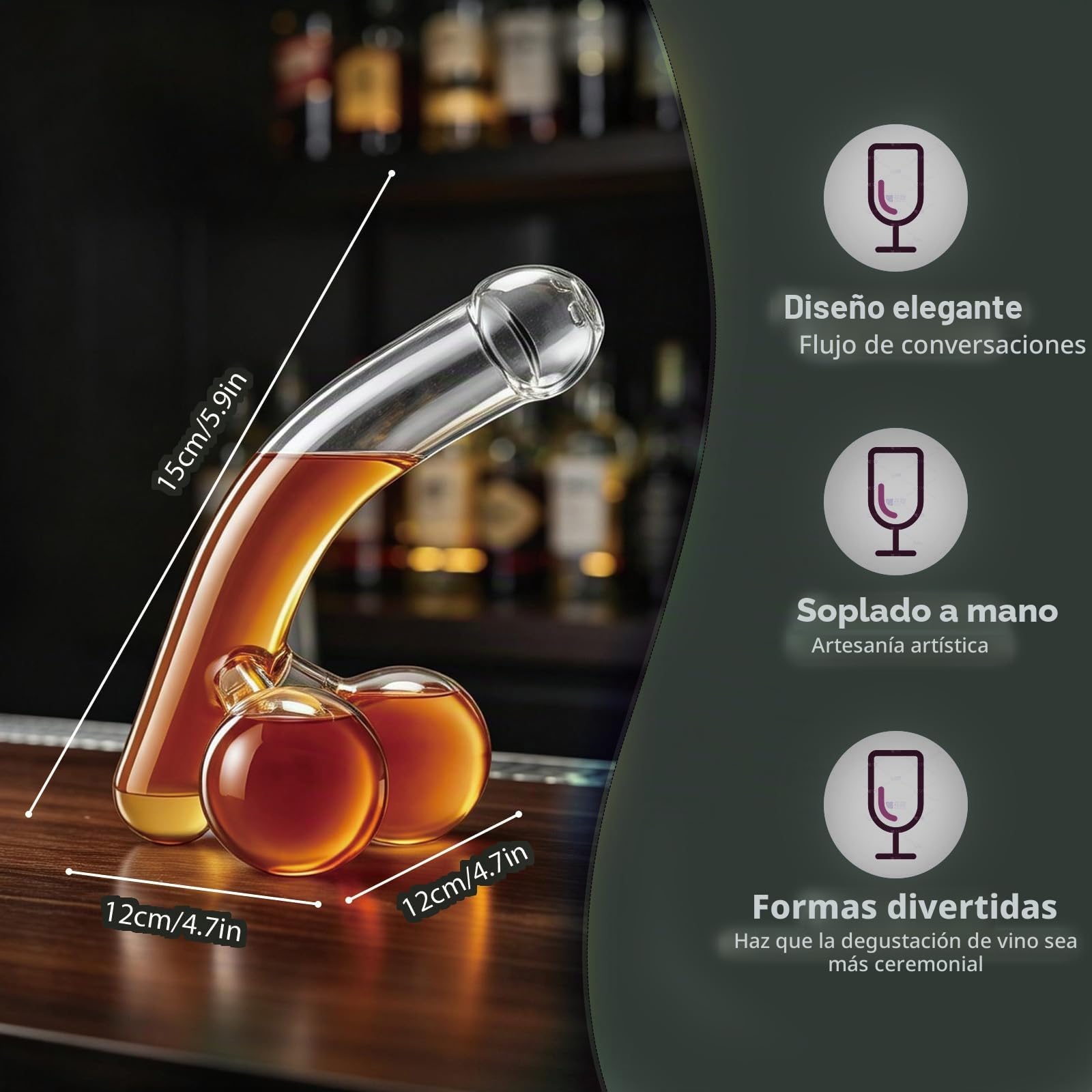 Klein bottle Interesante decantador de cristal para hombres, único y divertido dispensador de whisky y vino, para familias, bares, fiestas (550 ml) LOP-456