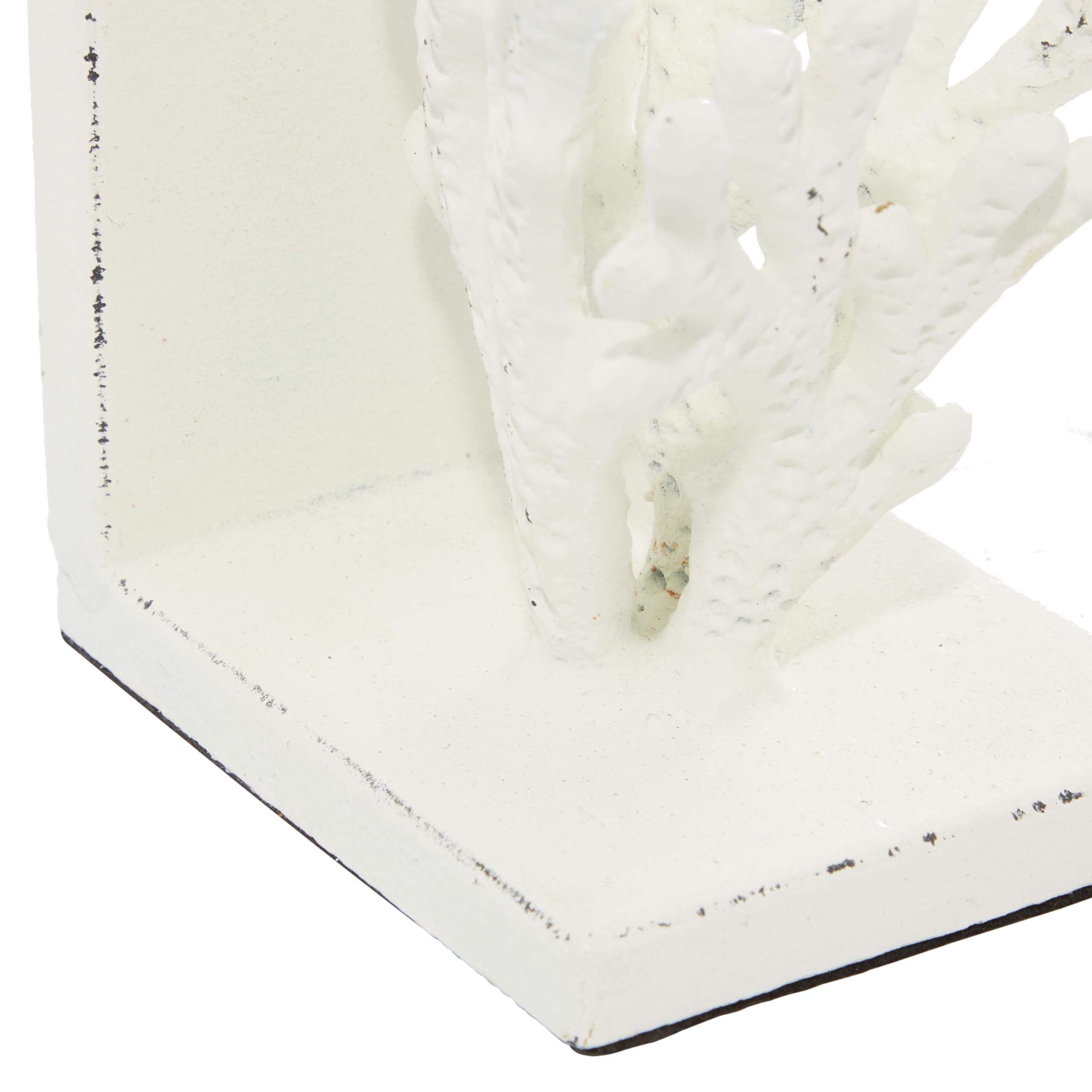 Deco 79 Buchstützen, Metall, Koralle, 12,7 cm, 17,8 cm, Weiß, 2 Stück