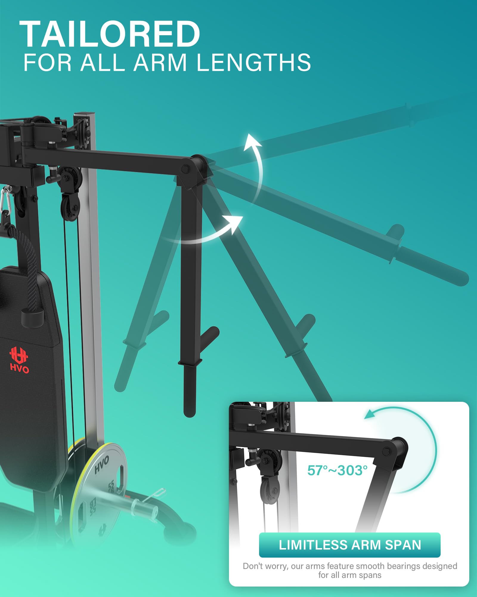 HVO Chest Fly Maschine 3 in 1 Brusttrainer Verstellbare Arme | Trainiert Brust und Rücken mit Fly und Reverse Fly Funktionen sowie individuell einstellbaren Armen für Zuhause