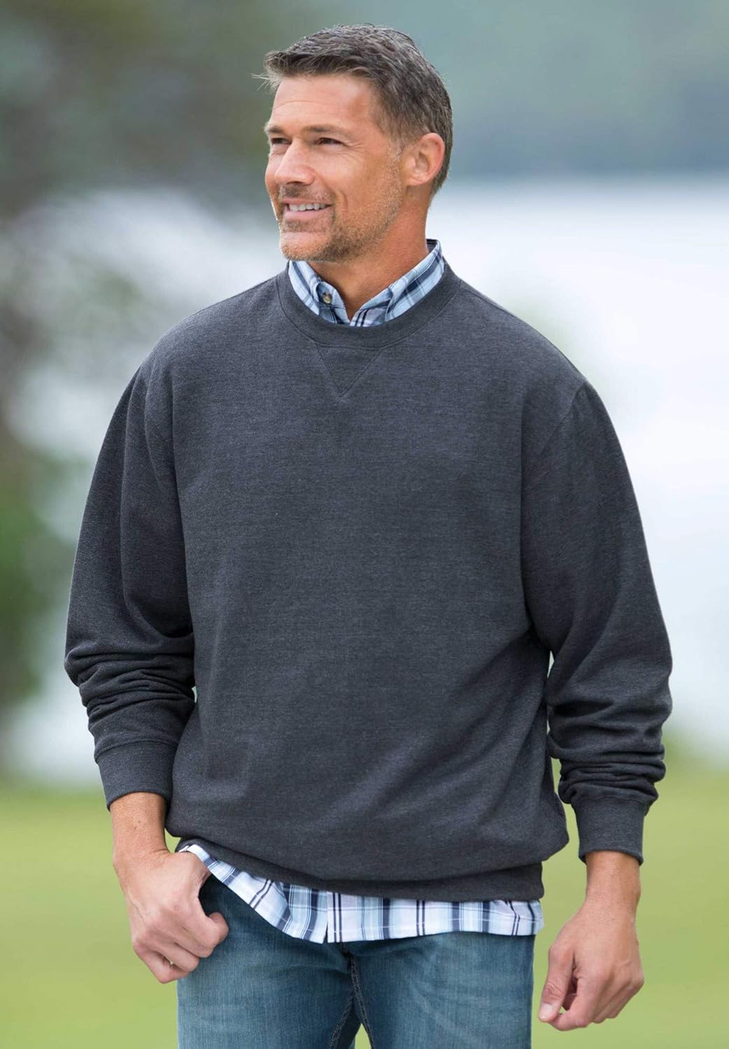 KingSize Men's Big & Tall Fleece Crewneck Sweatshirt - Big-5XL, Heather Red - Image 4