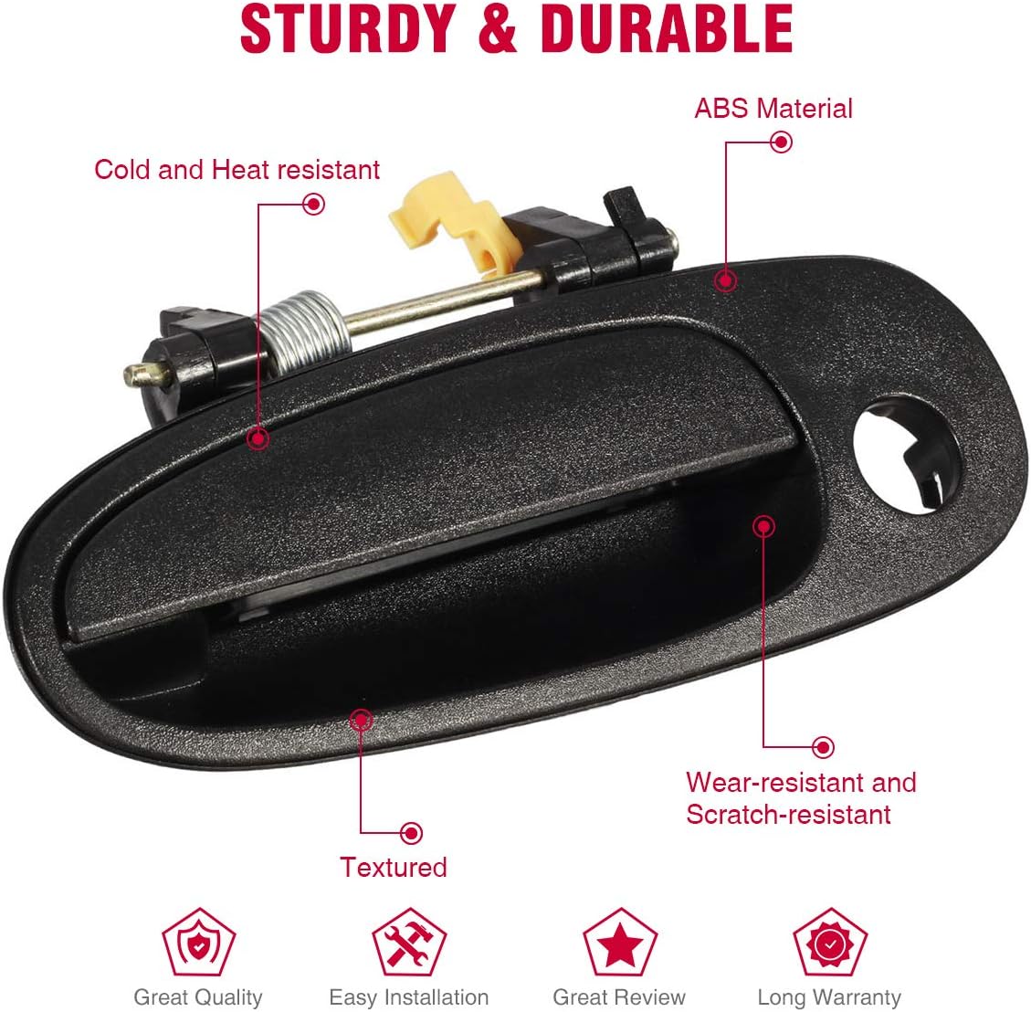 AUTEX 4pcs Left (Driver Side) Inner Interior + 4pcs Right (Passenger Side) Outer Exterior Door Handle Compatible with Prizm 1993 1994 1995 1996 1997