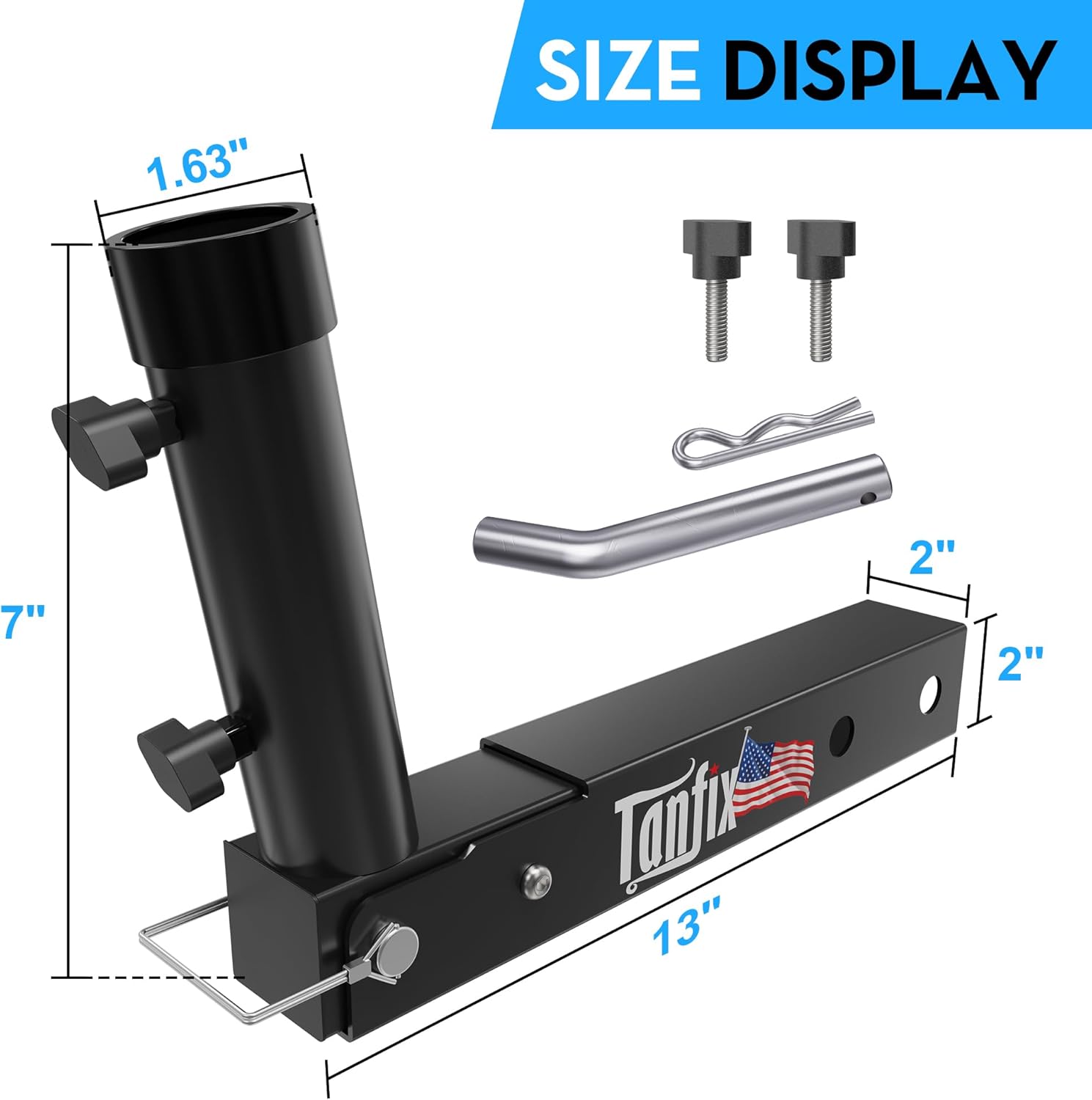 Foldable Hitch Mount Flagpole Holder | All Metal Heavy- Duty, Fits Standard 2" Trailer Hitch, Compatible with Jeep, Truck, SUV, RV, Pickup, Camper Trailer (ONE Flagpole) - Image 5