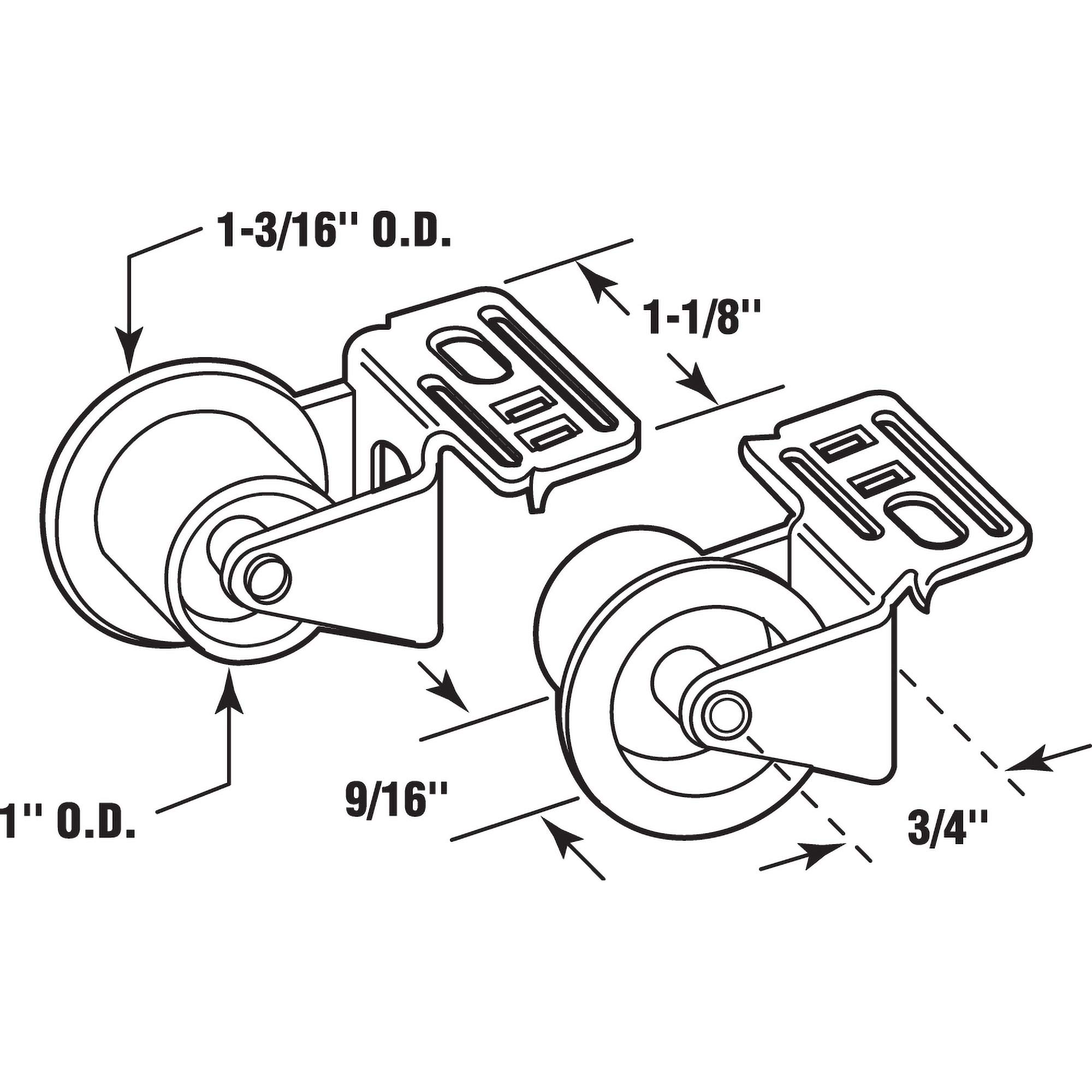 Slide-Co 22798 1 In., Front Drawer Guide Rollers (Single Pack)