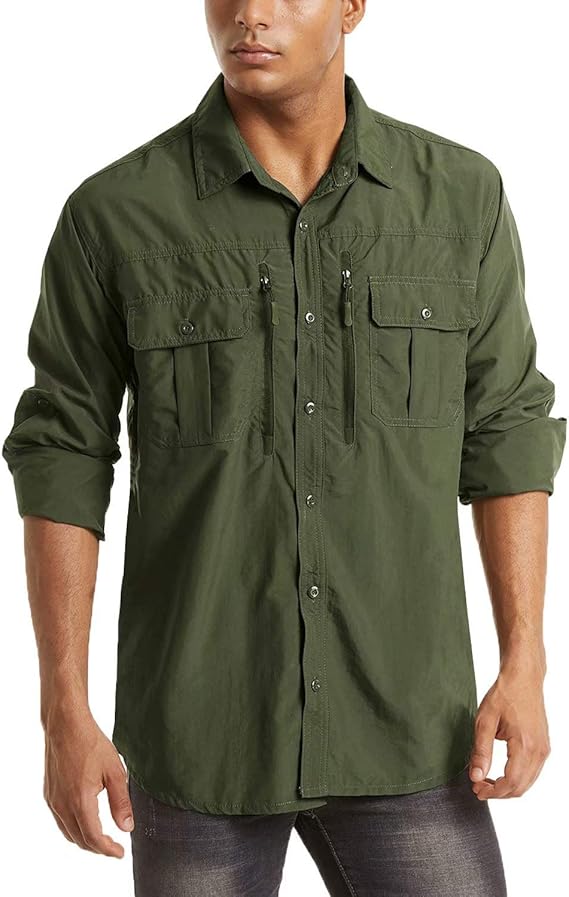 Men's UPF 50+ Sun Protection Shirts, Button Down Long Sleeve