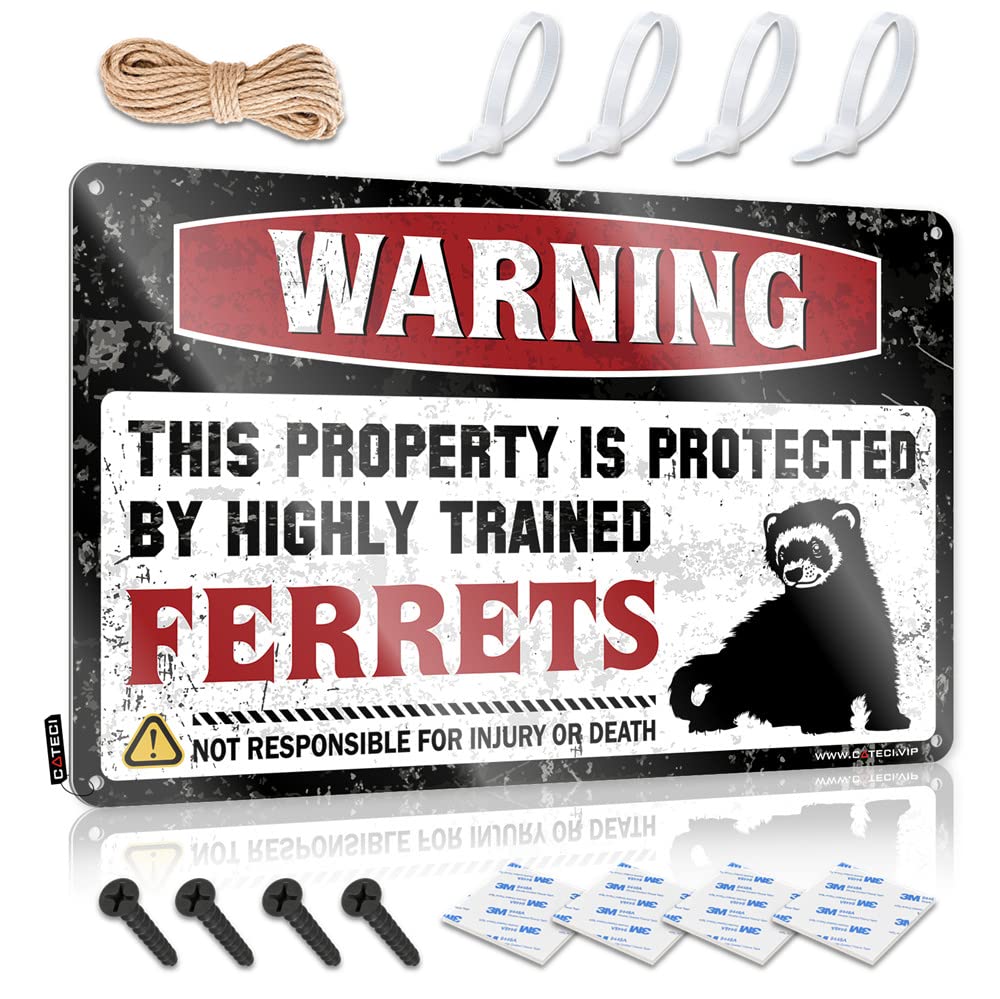 Bar Tin Signs Vintage Warning This Property Is Protected By A Highly Trained Ferrets Sign Bar Rules Tin Metal Sign Home Decor Men(30X40CM)