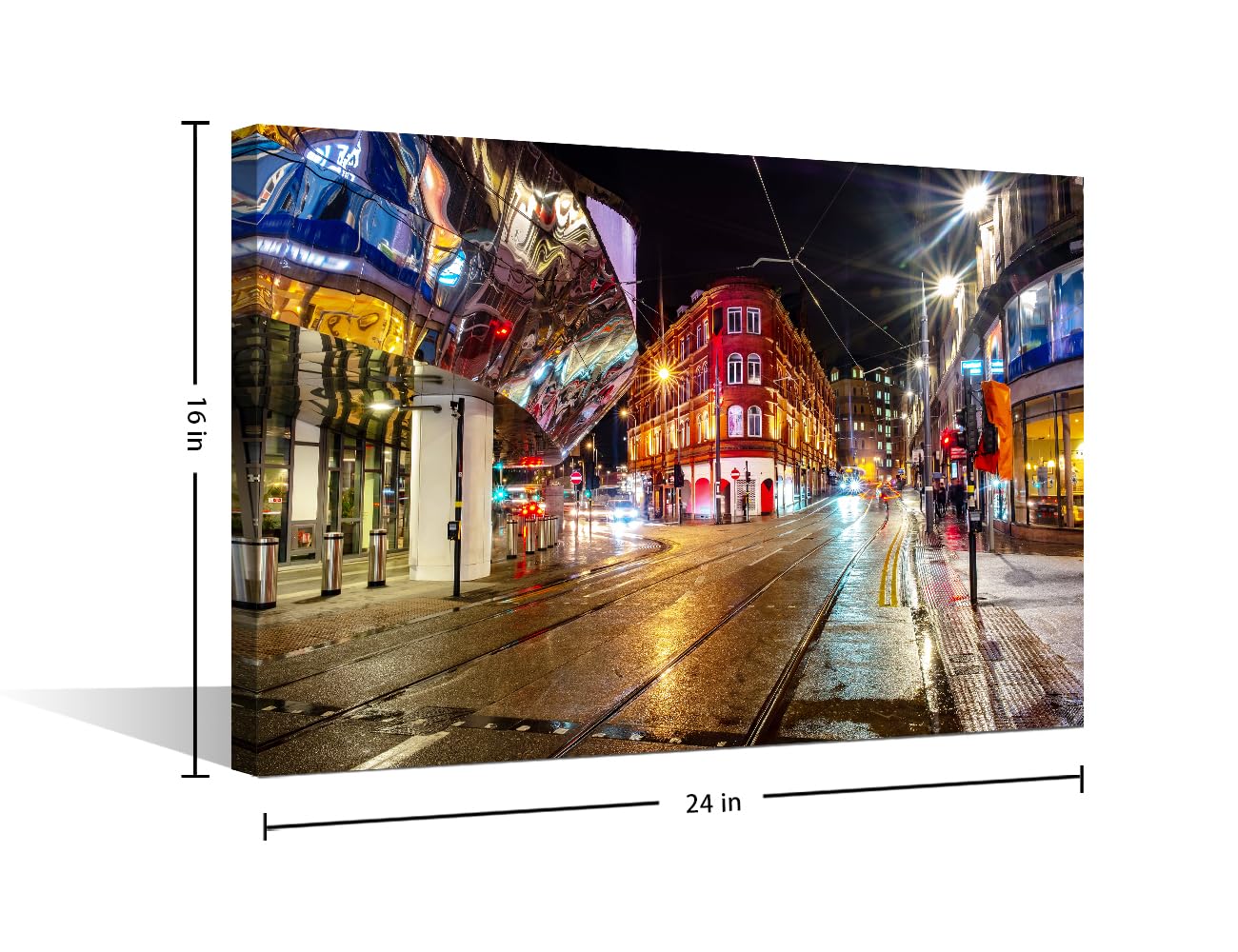 TISHIRON Birmingham City Canvas Wall Art Night Life in the Center of Birmingham UK Skyline for Wall Decora for Living Room Office Bedroom Home Decor Stretched Framed Ready to Hang - Image 2