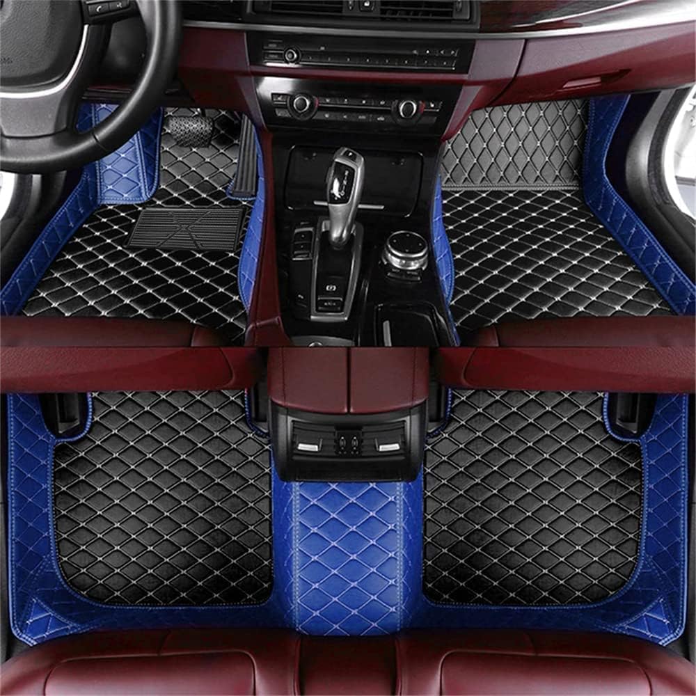 Custom Car Floor Mats Compatible with Mercedes-Benz A B C E G CL CLA CLK CLS ML EQA EQB EQC EQE EQS EQV GLA GLB GLC GLK GLS SLK SL SLC S R AMG GT Waterproof Car Mat (e-Black#Blue)
