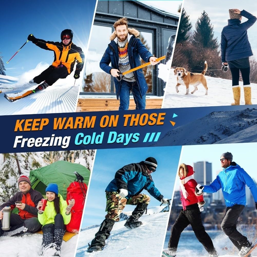 Chaussettes chauffantes rechargeables avec batterie de 5000 mAh pour homme et femme - Chauffe-pieds USB avec 3 réglages de chaleur - Chaussettes d'hiver thermiques pour ski, camping