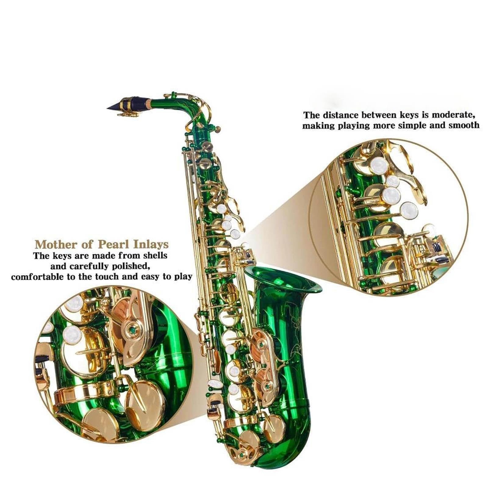 Saxofón Juego Completo De Saxofón Alto Verde En Mi Bemol