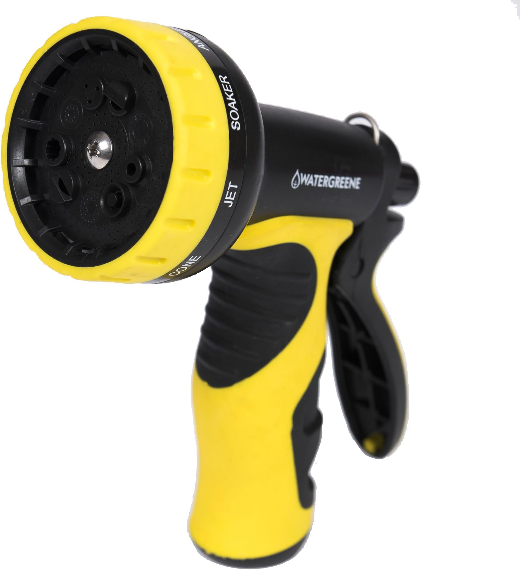 Watergreene Garden Hose Threaded Nozzle, 9 Function Adjustable Hand Sprayer, Power Jet to Gentle Mister, Water Outdoor Plants and Lawns, Wash Your Car, ATV or Boat, Heavy Duty Plastic