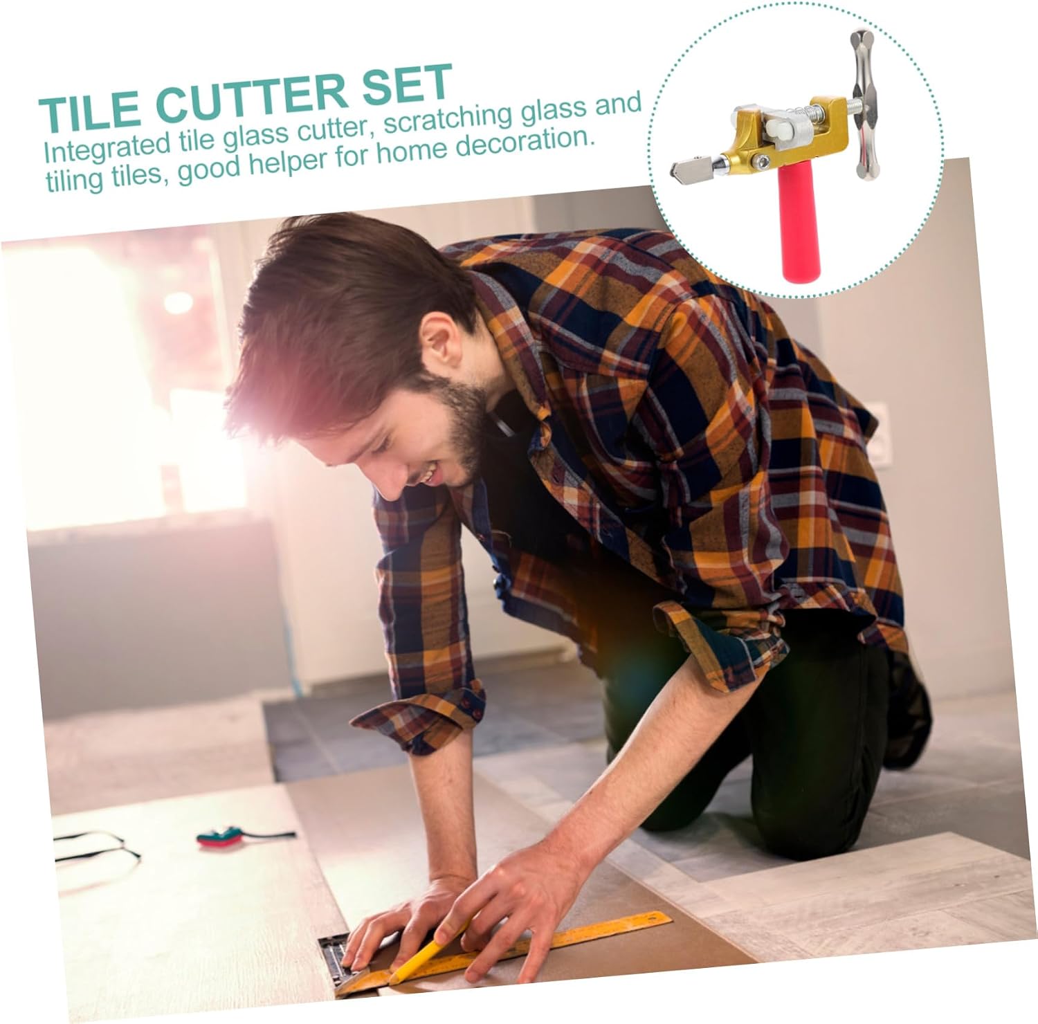 YOSADIER Multi-Functional Roller Tile Cutter Set for Home Cutting Tool Tungsten Blades Heavy Duty Design for Thick Ceramic and Glass Tiles