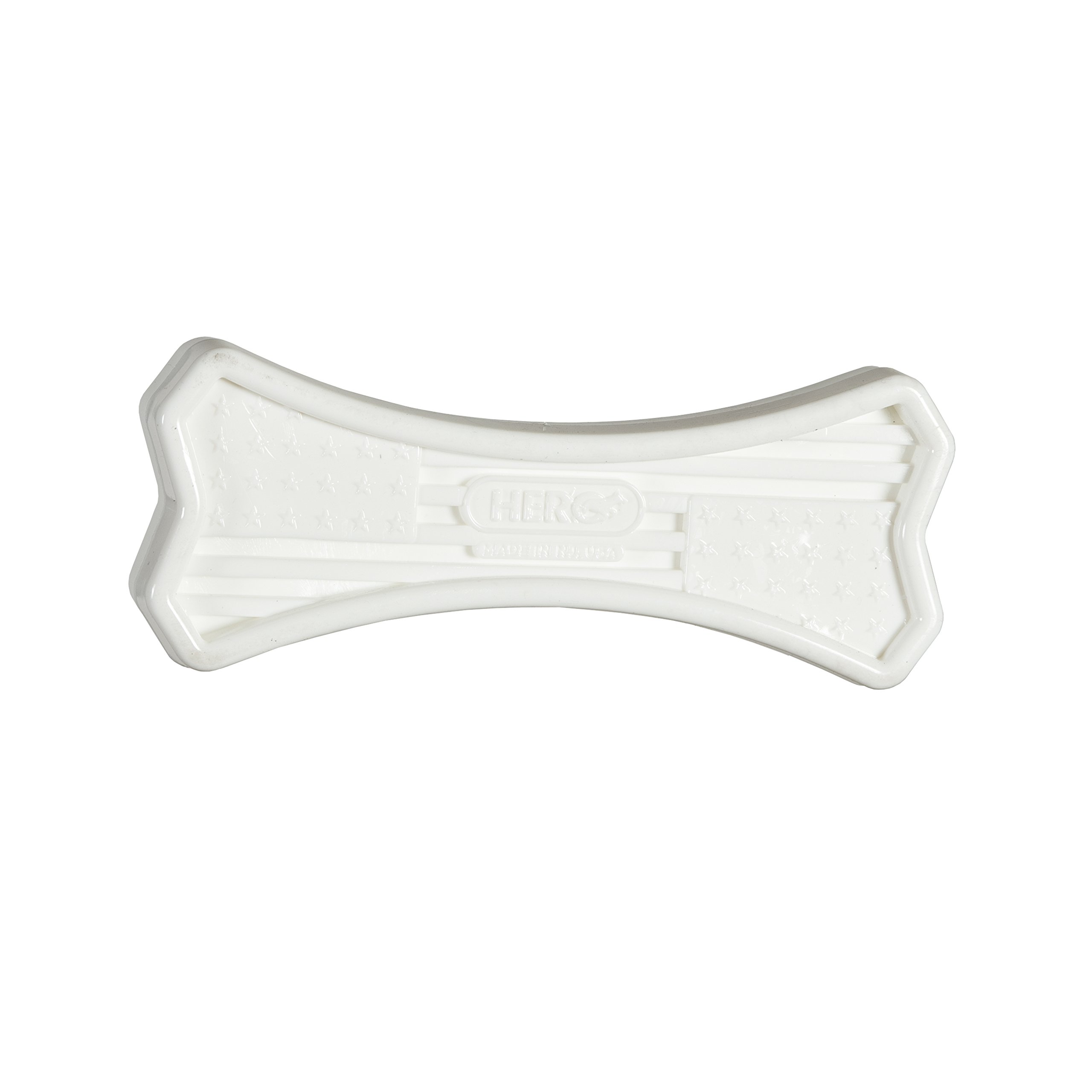 HERO Made in USA Soft Rubber Bone Dog Toy, Medium, White