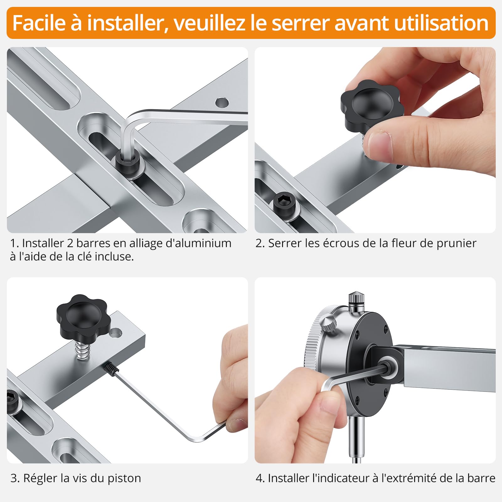 Neoteck 0-20mm Comparateur Mécanique pour Scie à Table Résolution 0.01mm avec Barre en Aluminium Anodisé Fixation à Trois Glissières Indicateur à Cadran Mécanique pour Scies Circulaires à Table