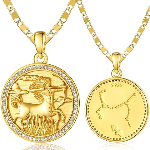 Zodiac Necklace For Women 14k Gold Plated 925 Sterling Silver Pendant Necklace Gift...