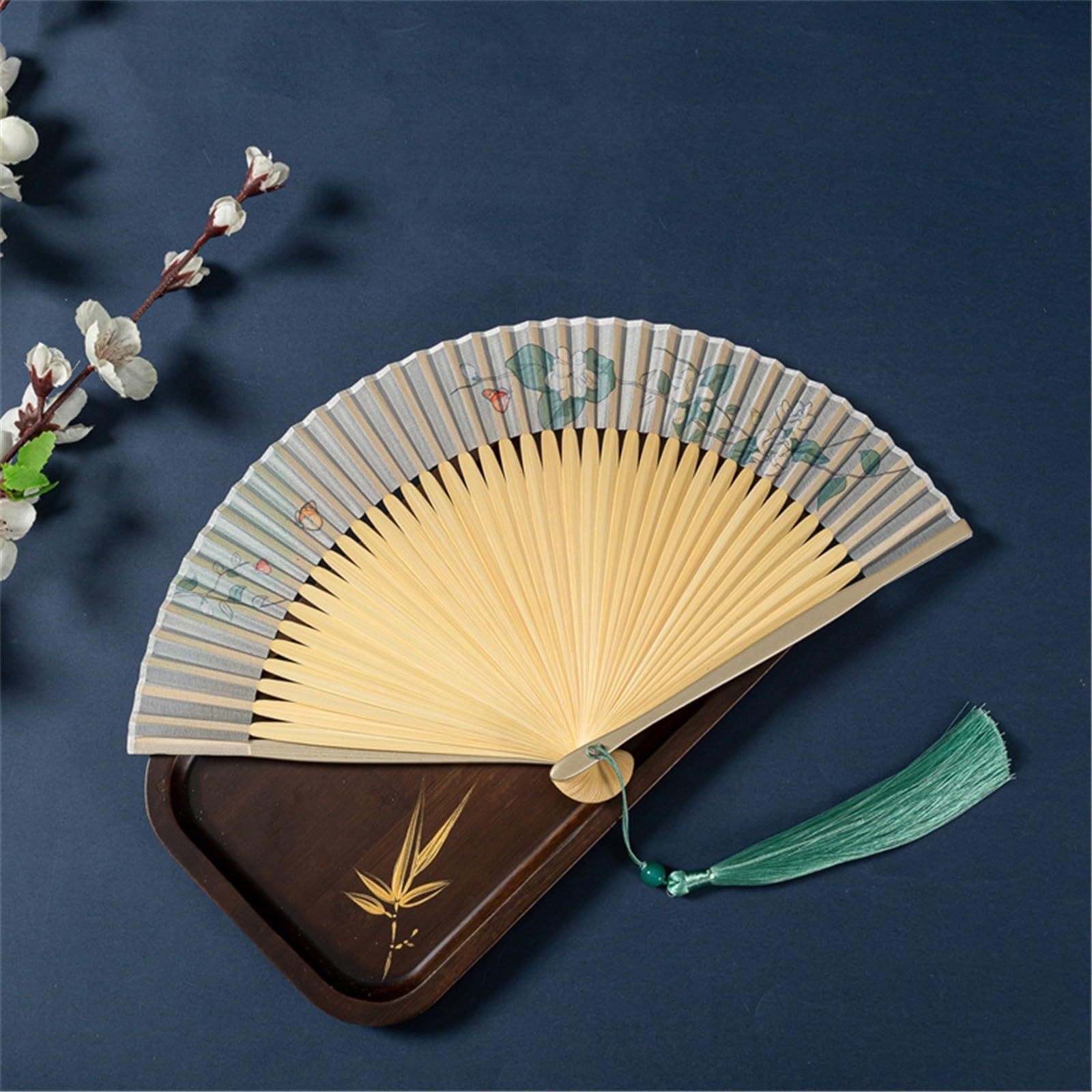 SXTYYH Folding Hand Fan, Chinese Style Classical Hanfu Begonia Flowers Dance Fan, Portable Lotus Bamboo, Handheld Fan for Women Foldable(F)