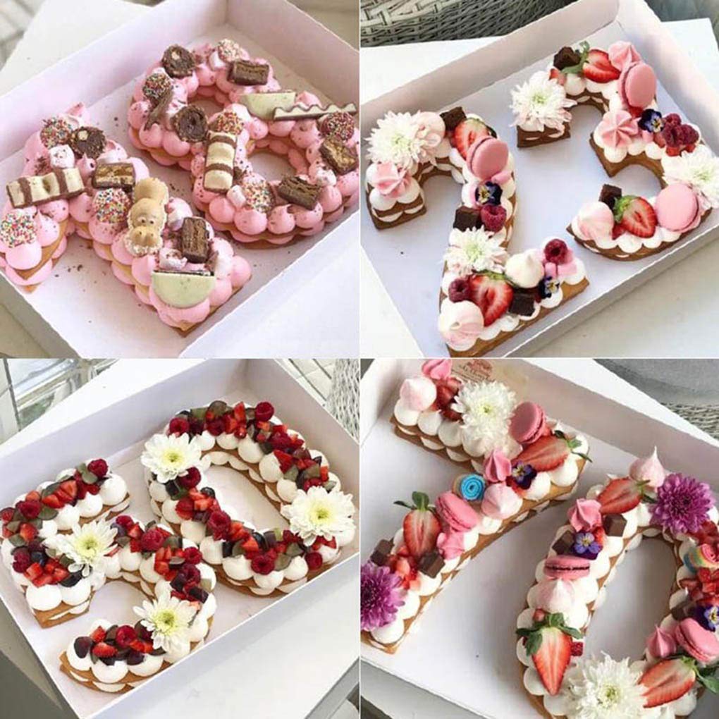 Rolin Roly 9PCS 12 inch Large Number Cake Stencils Plastic Template 0-9 Numbers Stencil Templates Cake Decorating Molds for Fruit Handmade DIY Wedding Party Decoration - Image 4