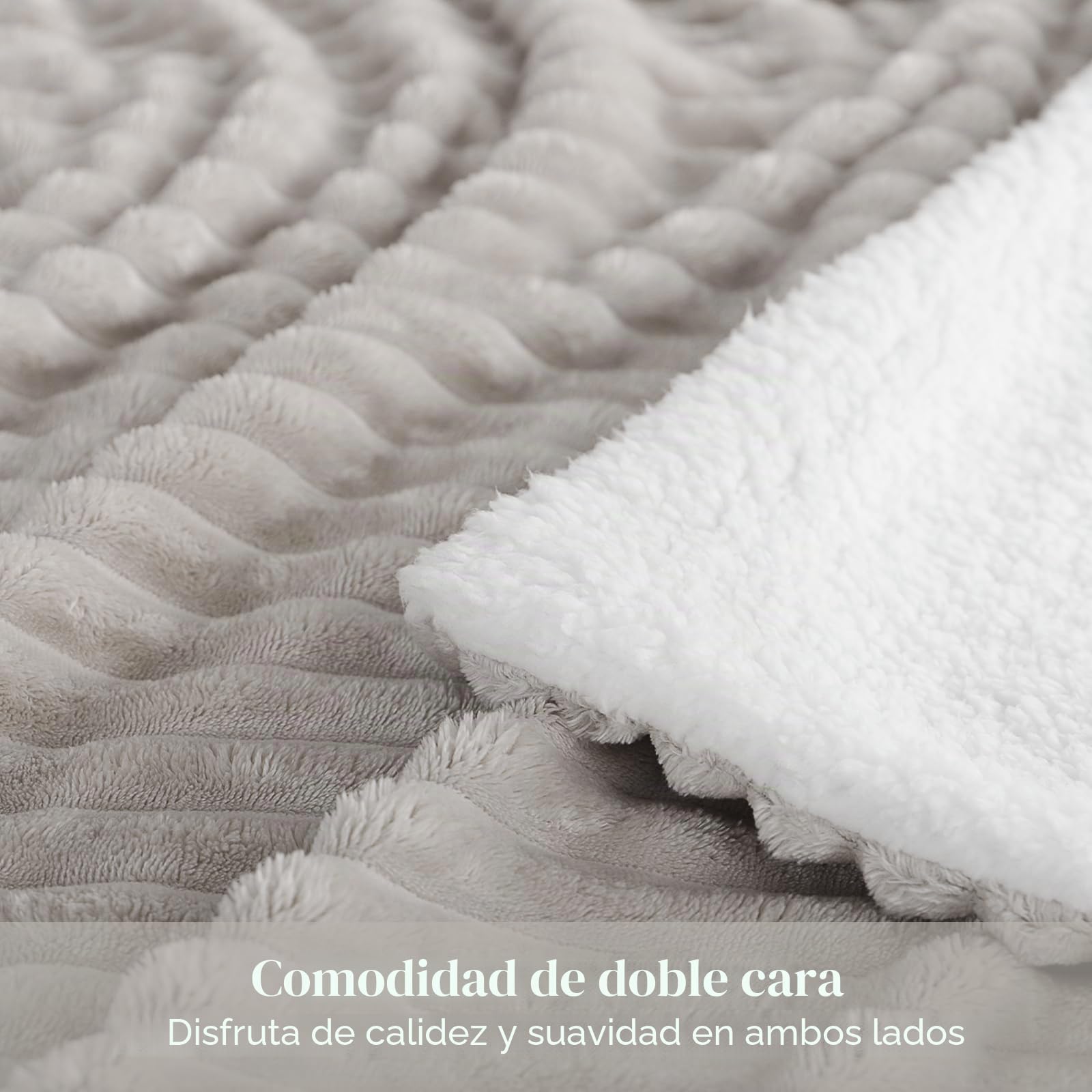 Aisbo Manta Cama Invierno para Cama 90/135, Sherpa Franela Reversible Polar con Cordón para Sofá, Borreguito Gruesa, Suave, Caliente, Sillón, Transpirable para Invierno (Beige, 150 x 200 cm)