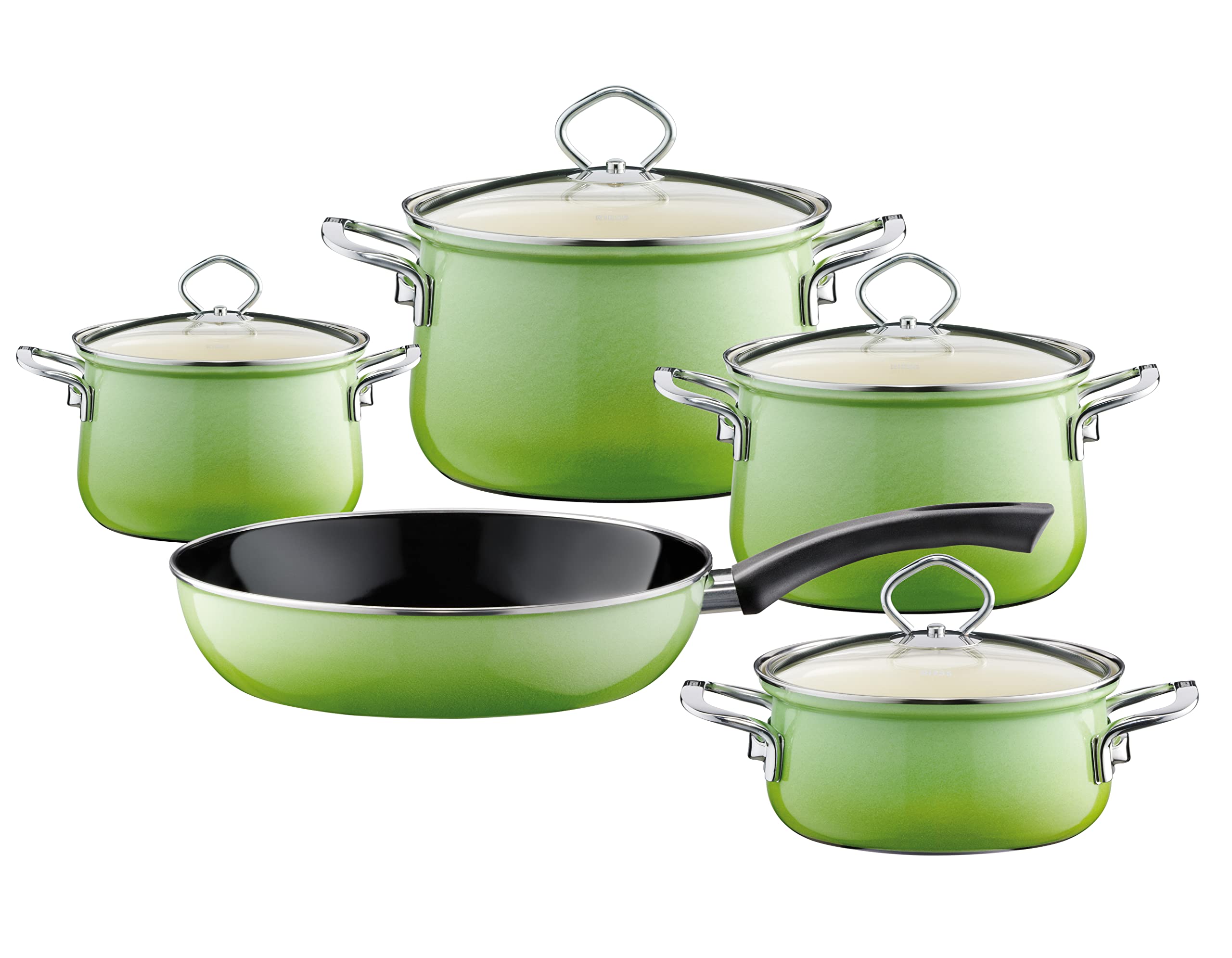 Riess, 0657-036, Casserole with Glass lid, Nouvelle, SMARAGD, Diameter 20 cm, Height 15.2 cm, Capacity 2 litres, Enamel, Induction - Image 2