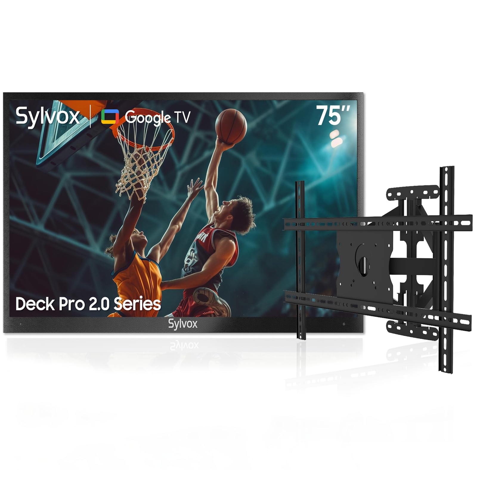 SYLVOX 75 inch Outdoor TV with Wall Mount 4K HDR 10 Weatherproof 1000nits Voice Assistant Remote for Partial