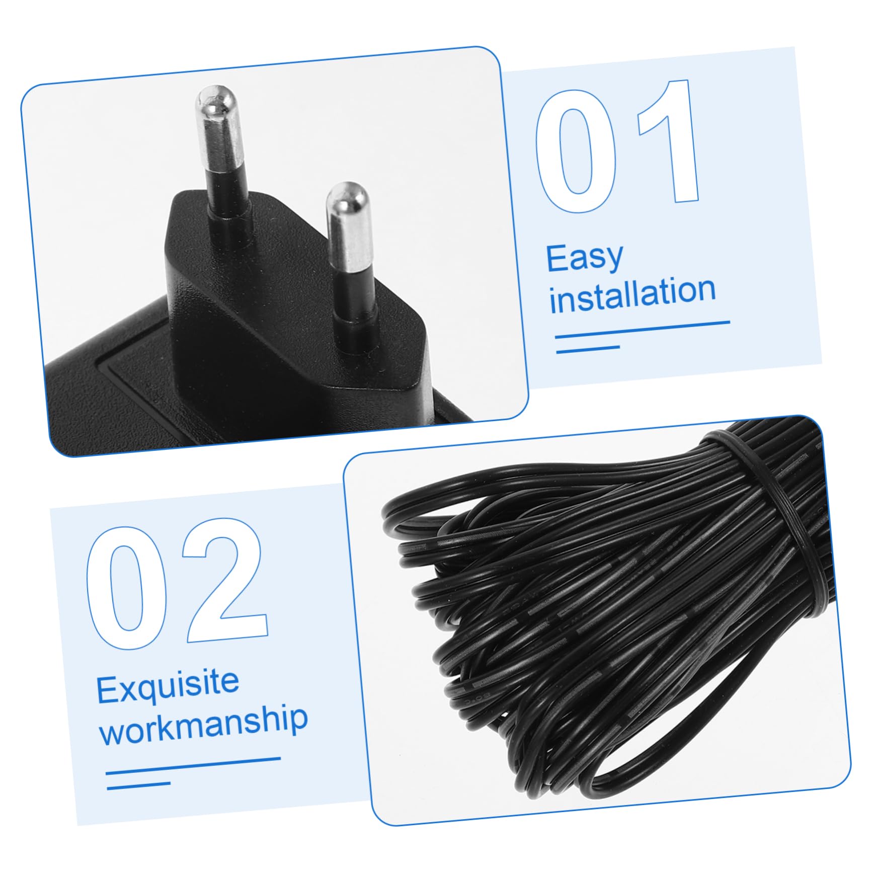 Gatuida Transformateur Sonnette 24v500mah Câble d Alimentation Long, Adaptateur Mural pour Sonnette Compatible Systèmes Vidéo, Usage Domestique, Design Élégant en Plastique Noir