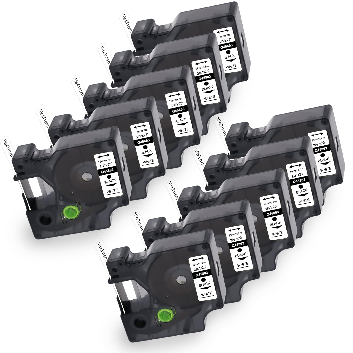 10X Molabel compatible con Dymo D1 cinta de etiquetas 19 mm x 7 m 45803 S0720830 Negro sobre blanco, adecuado para Dymo LabelManager 350, 360D, 420P, 450, 500TS y LabelPoint 300, 350.