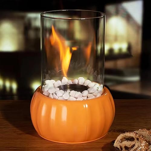 Chimenea portátil de calabaza para interiores y exteriores, mini chimenea de etanol sin ventilación de larga duración, sin humo, sin olor (naranja)