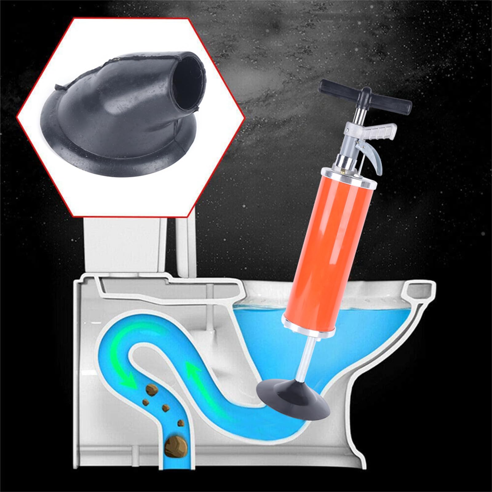 Limpiador manual de tuberías de alta presión, dispositivo de limpieza de tuberías de mano con aire comprimido, limpiador universal de tuberías de alta presión para desagüe de agua, 30 – 130 mm