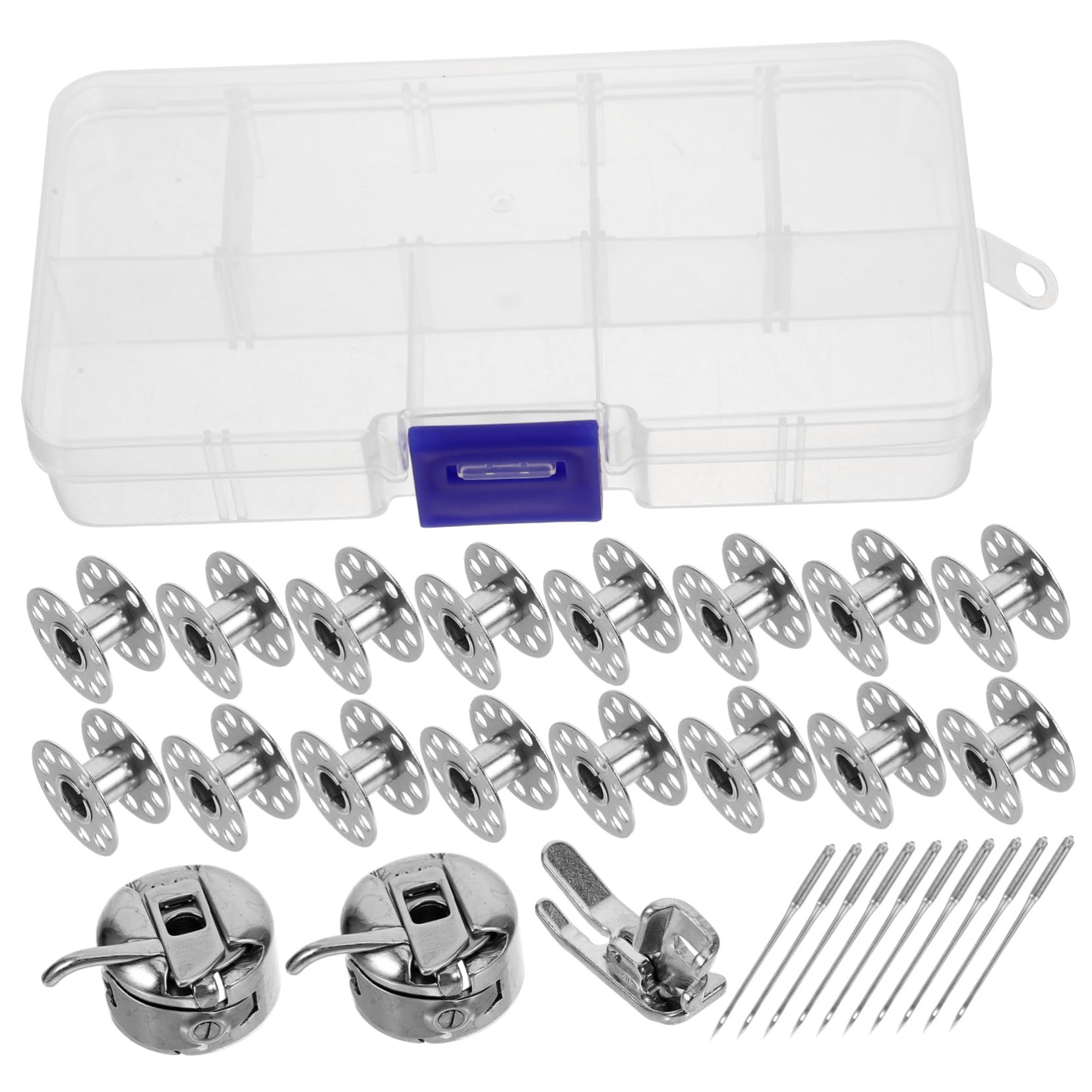 SHINEOFI 5sets Bobine Metalliche e Cassa per Macchina da Cucire Compatibile con La Maggior dei Modelli Accessori Professionali per Cucitura e Ricamo Pratici e Durevoli