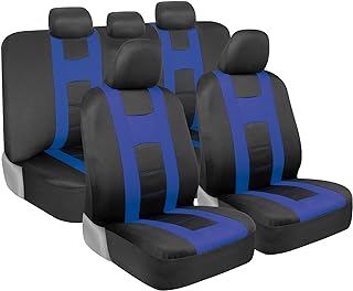 BDK carXS Seat Covers for Cars, Blue Two-Tone with Matching Back Seat Cover, Made to Fit Most Auto Truck Van SUV, Interior Car Accessories, Full Set