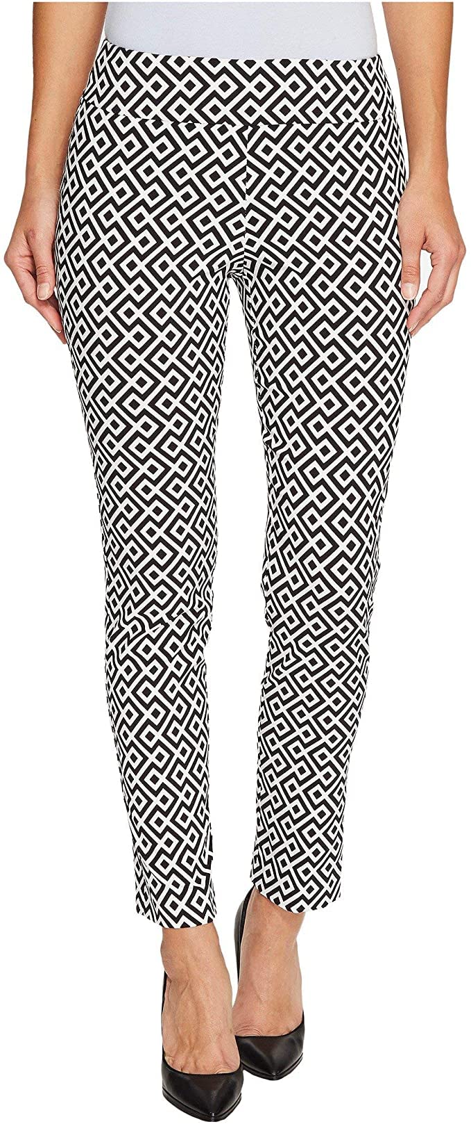 Krazy Larry Pull on Ankle Black White Geometric Print 12 28