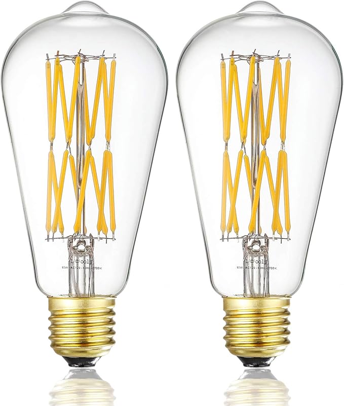 Leools Filament LED Edison Bulb 15W Dimmable 2700K Warm White 1300LM
