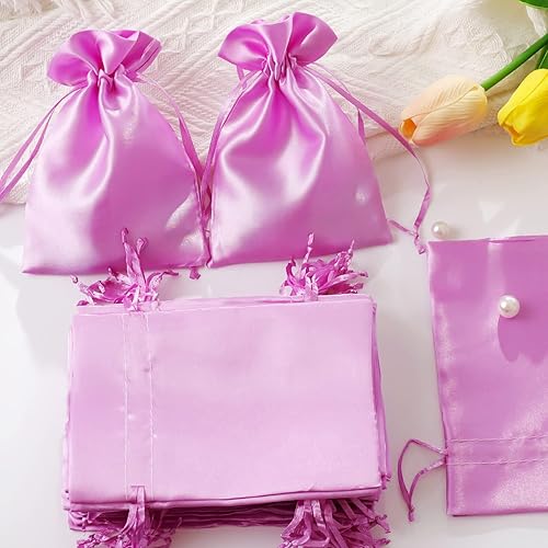 Miniatura 2 de Bolsas de regalo de satén con cordón, bolsas de regalo de boda de 4 x 6 pulgadas, 50 bolsas de regalo pequeñas negras para joyas, baby shower, día